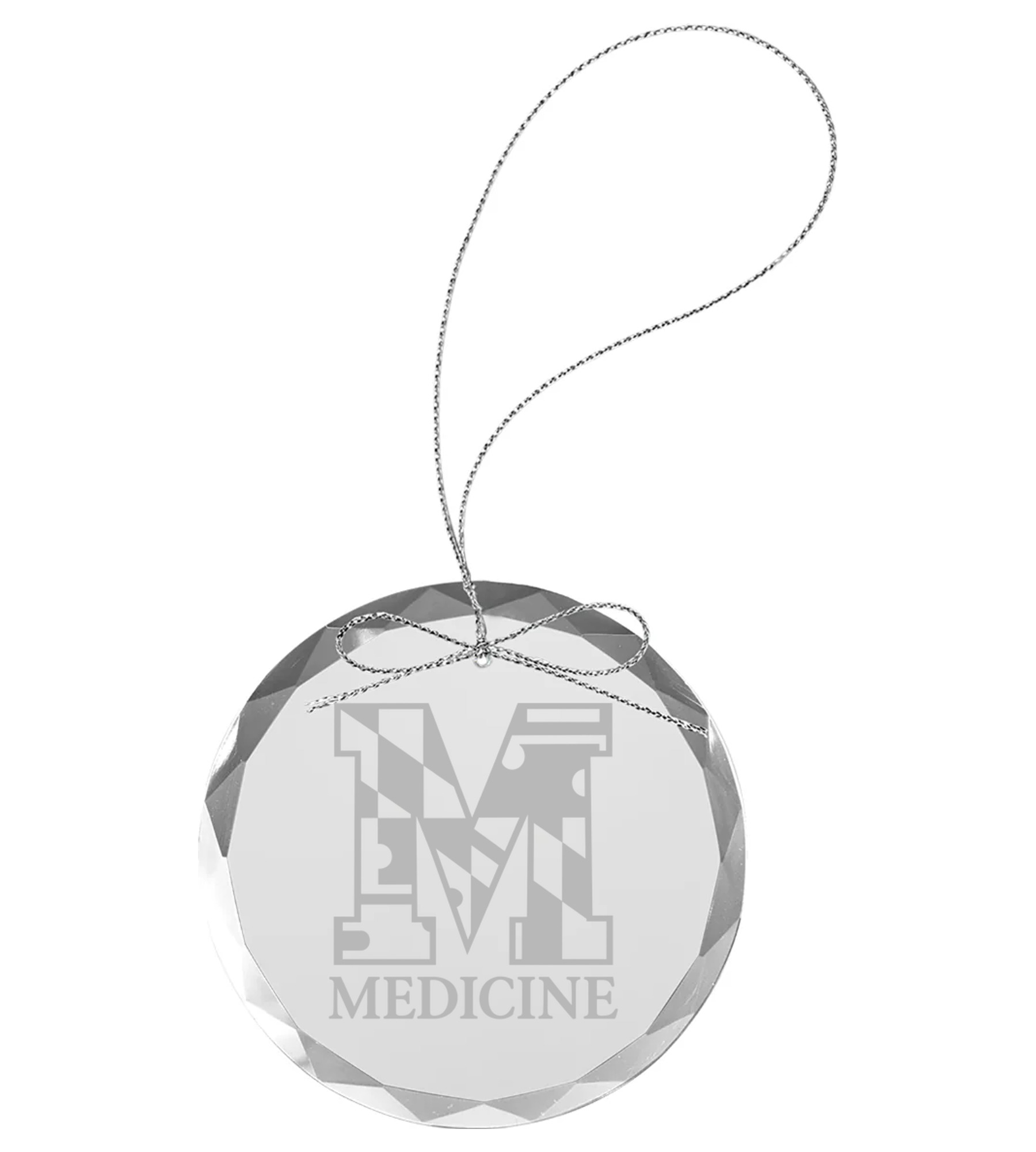 3 1/4 Clear Round Glass Ornament with Silver String
