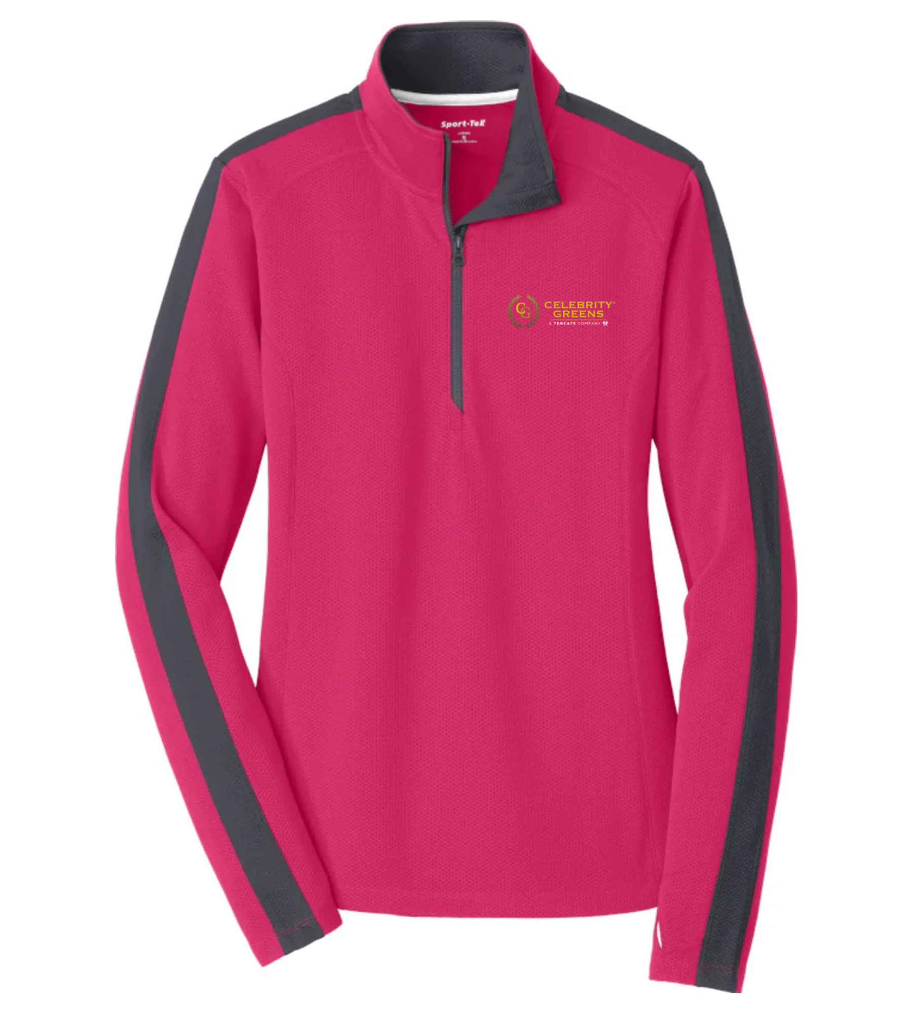 Sport-Tek Ladies Sport-Wick Textured Colorblock 1/4-Zip Pullover