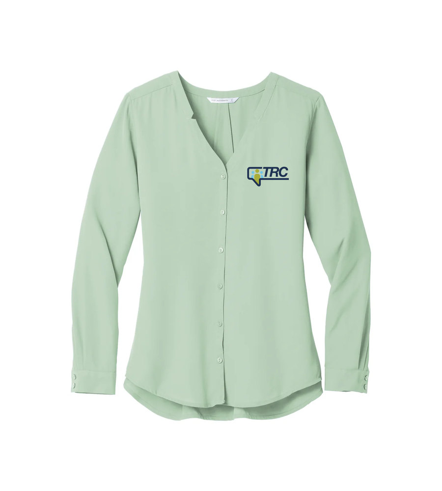 Port Authority Ladies Long Sleeve Button-Front Blouse